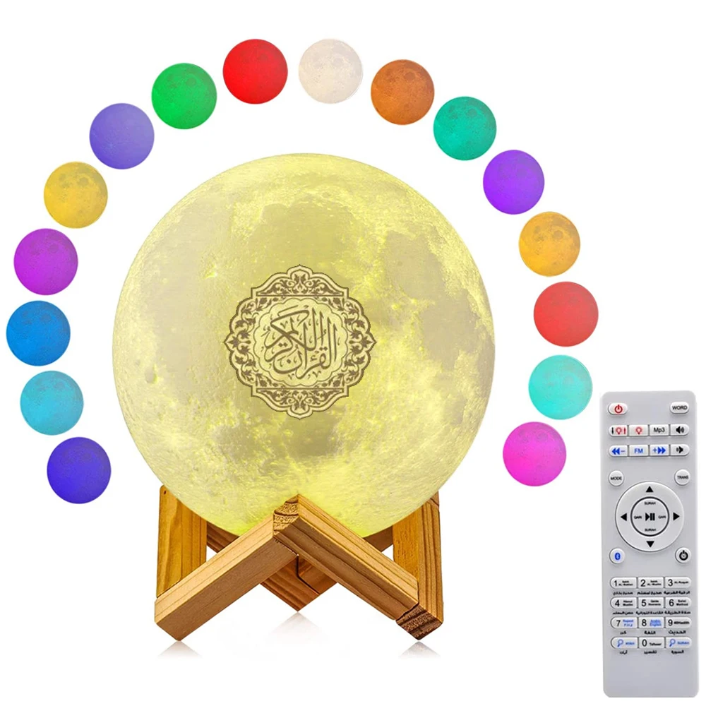 Ramadan APP Quran Speaker Night Light Moon Lamp 3D Touch Moon Lamp Muslim Coran Player for Gift