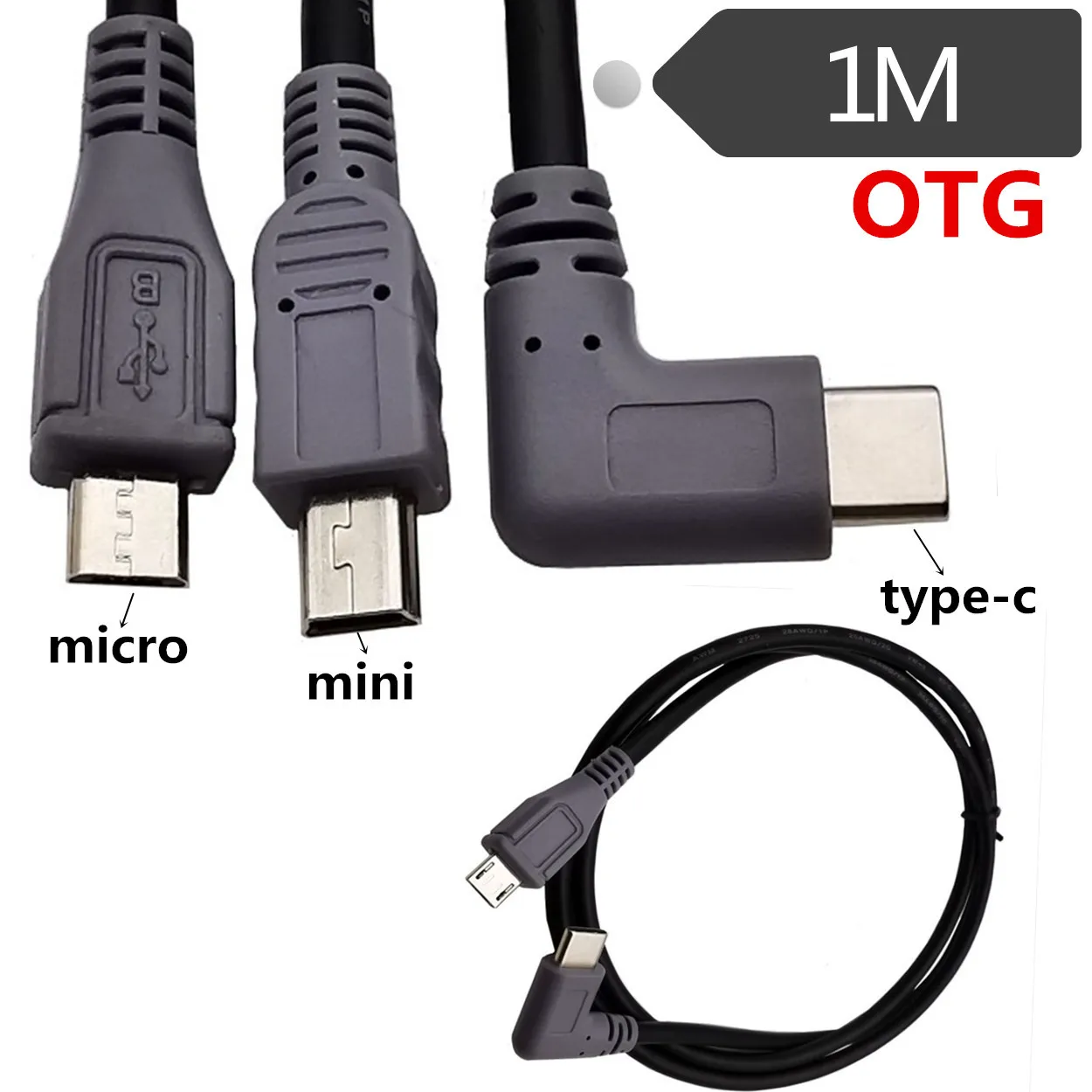 Rodzaj USB C 3.1 męski na Mini micro USB 5 Pin B męski konwerter wtyczki Adapter OTG kabel danych do telefonu komórkowego 25cm / 1 m