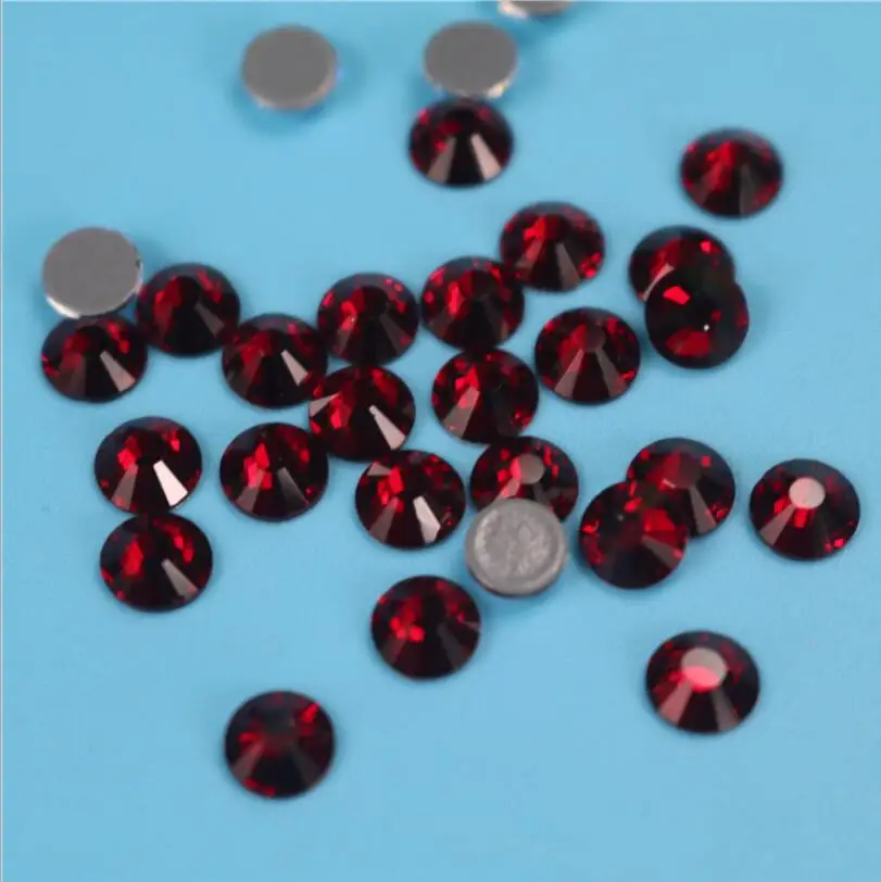 AAAA+ Quality Dark Siam HotFix Rhinestones  ss6 ss10 ss16 ss20 ss30 Iron On Flatback Hot Fix Rhinestones For Luxury Dress