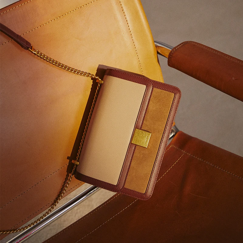 LAFESTIN Women's Handbag 2022 New Trendy Chain Retro One-shoulder Messenger Cambridge Fashion All-match Small Square Bag Simple