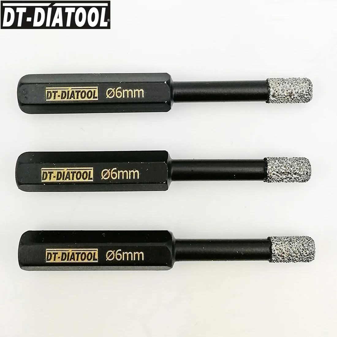

DT-DIATOOL 3 шт./pk диаметр 6 мм сухой вакуумной пайки алмазное сверло бит шестнадцатеричный хвостовик отверстие пилы для бурения гранита мраморной плитки керамики