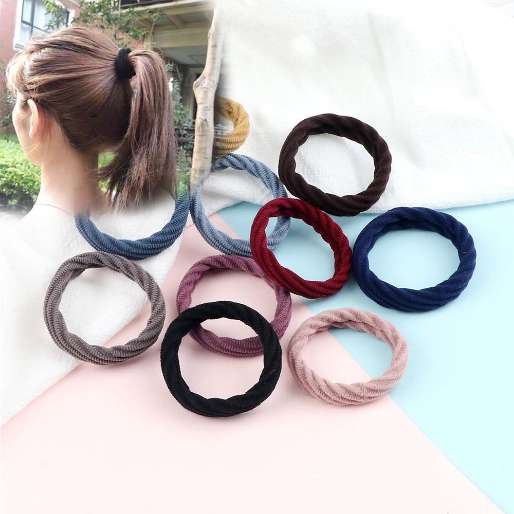 10Pcs/Set Girls Colorful Solid Color Big Rubber Band Candy Elastic Hair Accessories For Women Kid Ponytail Holder Gum Scrunchies