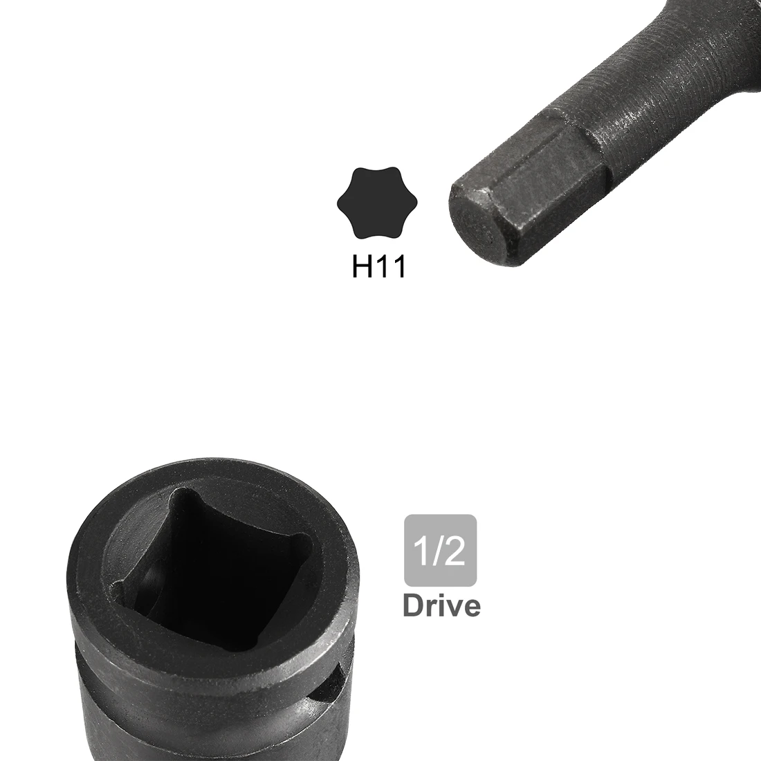 Prohex 1/2-Inch Drive X 11 Mm Impact Hex Bit Socket, Metrik 3 "Panjang, CR-MO
