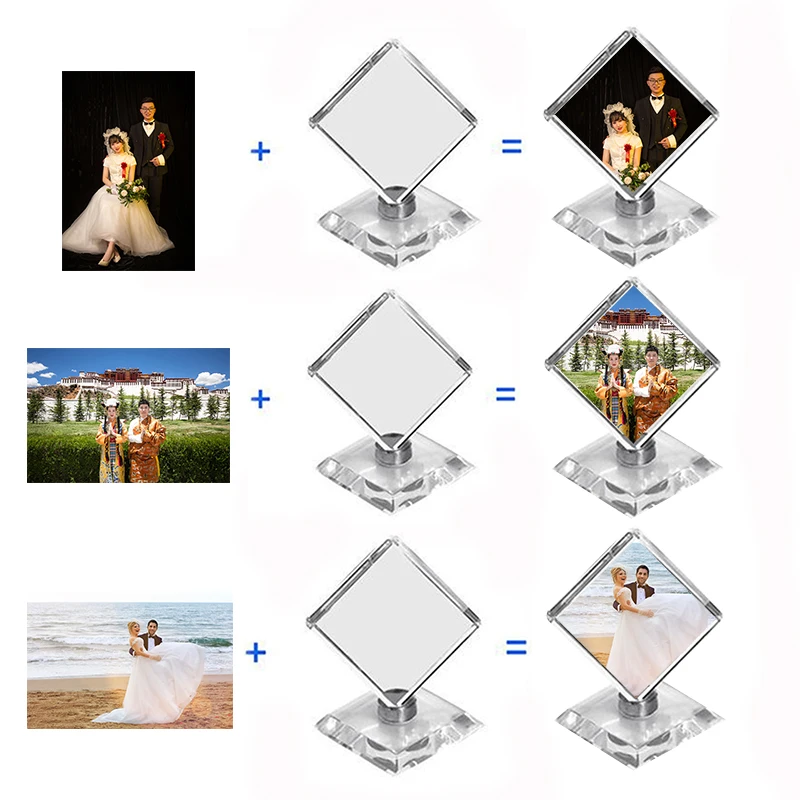 Personalized Customization Crystal Cube Shape Photo Album Glass Figurines Graduation Wedding Souvenir Home Decor Christmas Gifts