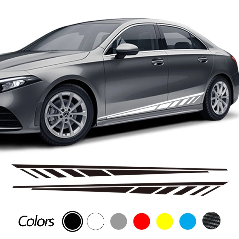 

2pcs Car Side Body Stripes Stickers Decals For Mercedes Benz A C E CLA CLS GLA GLC GLE Class AMG GT W204 W205 W163 Accessories