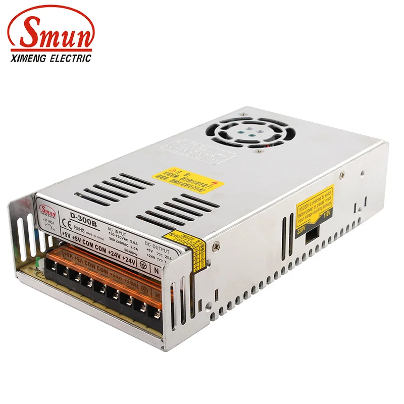 D-300B 5V 25A/24V 7A Dual Output AC-DC Switching Power Supply 5V 24V SMPS