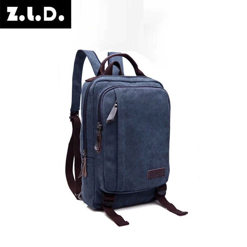 Backpack Men's Square Style Double Shoulder Bag Package Canvas High Quality Pack Practical Wear-Resistant Waterproof Small Size