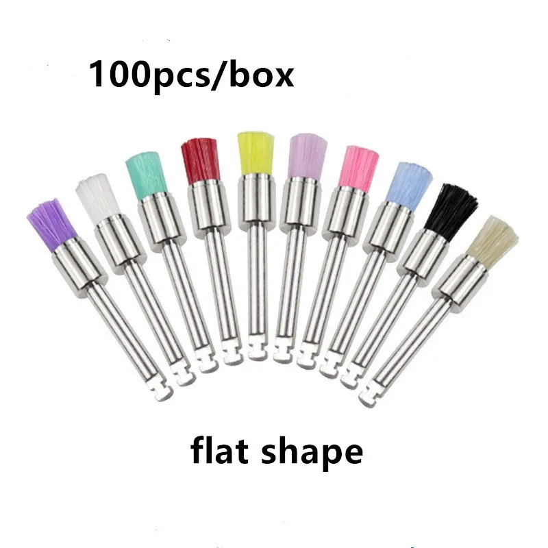 

100pcs/box Flat Shape Dental Polishing Brush Odontologia Nylon Latch Flat Polishing Polisher Prophy Brushes Dentista Brush Tools