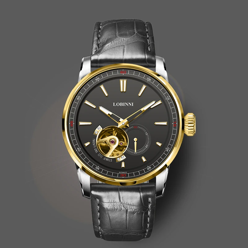 Lobinni Элитный бренд MIYOTA Механизм Мужские часы со скелетом Светящаяся стрелка Деловые мужские часы Водонепроницаемые часы из нержавеющей стали