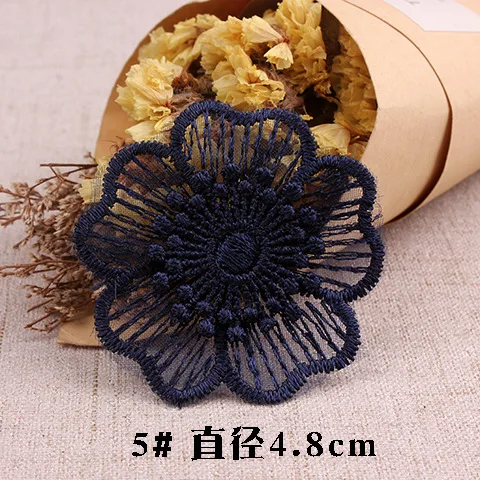 Navy Dark Blue Lace Embroidery Patches Sew Ion on Clothes Organza Flower Butterfly Appliques for Clothing Jeans Dress DIY Stripe