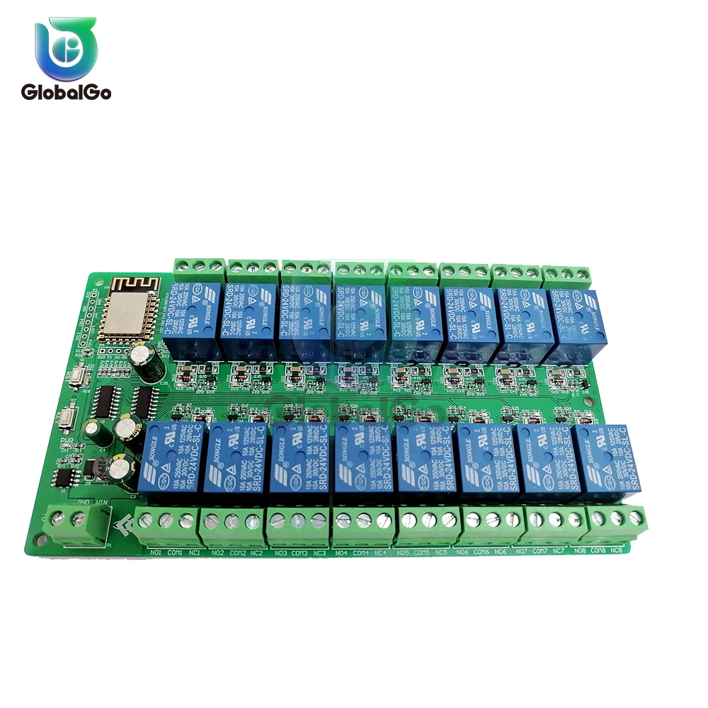 ESP8266 WIFI 16 Channel Relay Module ESP-12F Development Board Power Supply 5V/12V/24V 10A