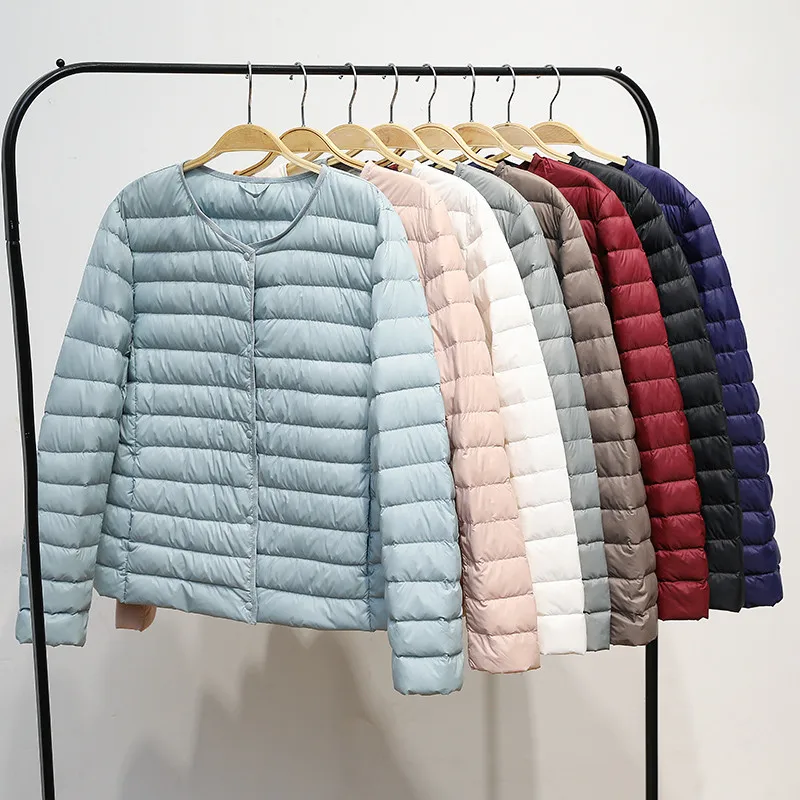 Two Wears 2025 New Autumn Winter Ultra Light White Duck Down Coat Women Puffer Parkas Female Short Warm Down Jacket Tops AB1908