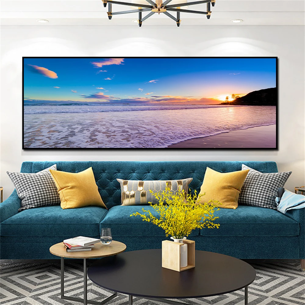 Sunsets Natural Sea Beach Landscape Posters and Prints Canvas Painting Panorama Scandinavian Wall Art Picture for Living Room