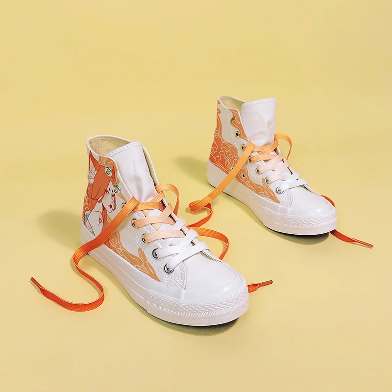 Amy and Michael Original Design Hand Painted Canvas Shoes High Top Tennis Female Students Plimsolls Flat Woman Vulcanize Shoes