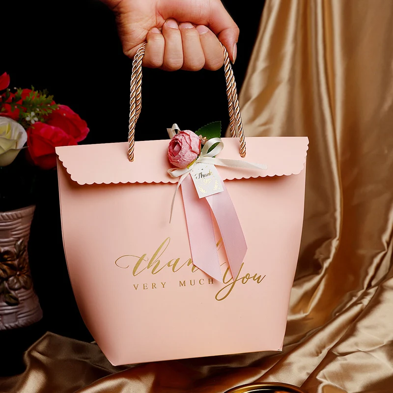 10/20pcs Gift Bags Candy Chocolate Gifts Packaging Bag For Wedding Birthday Baptism Party Wedding Gift For Guests Handbag