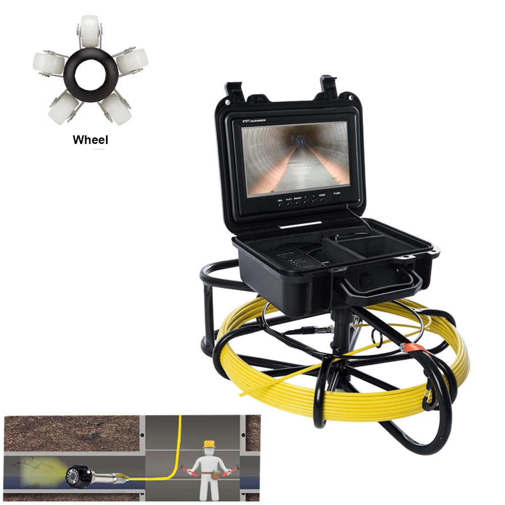 

9inch Drain Industrial Sewer Pipeline Inspection System 8GB SD Card With DVR 23mm Waterproof Pipe Endoscope Video Camera Head