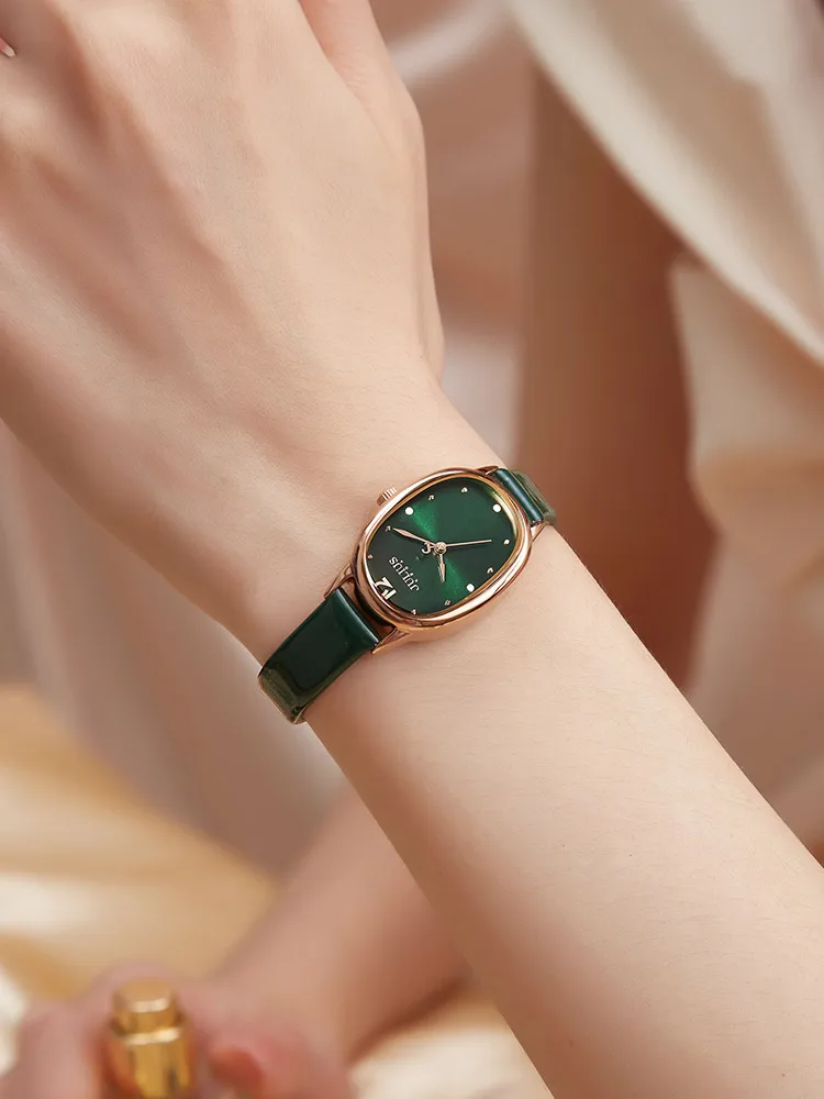 Cute Elegant Green Women\'s Watch Japan Mov\'t Lady Hours Fine Fashion Real Leather Bracelet Girl\'s Gift Julius Box