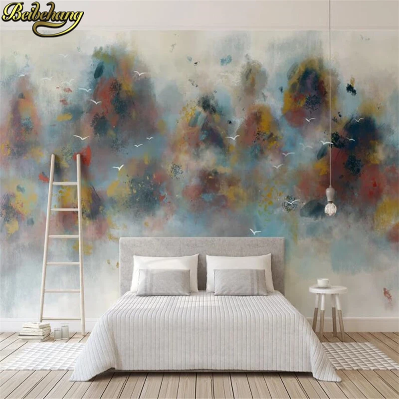 custom Misty abstract tree wallpaper European modern living room decoration industrial TV background Art wall covering Stickers