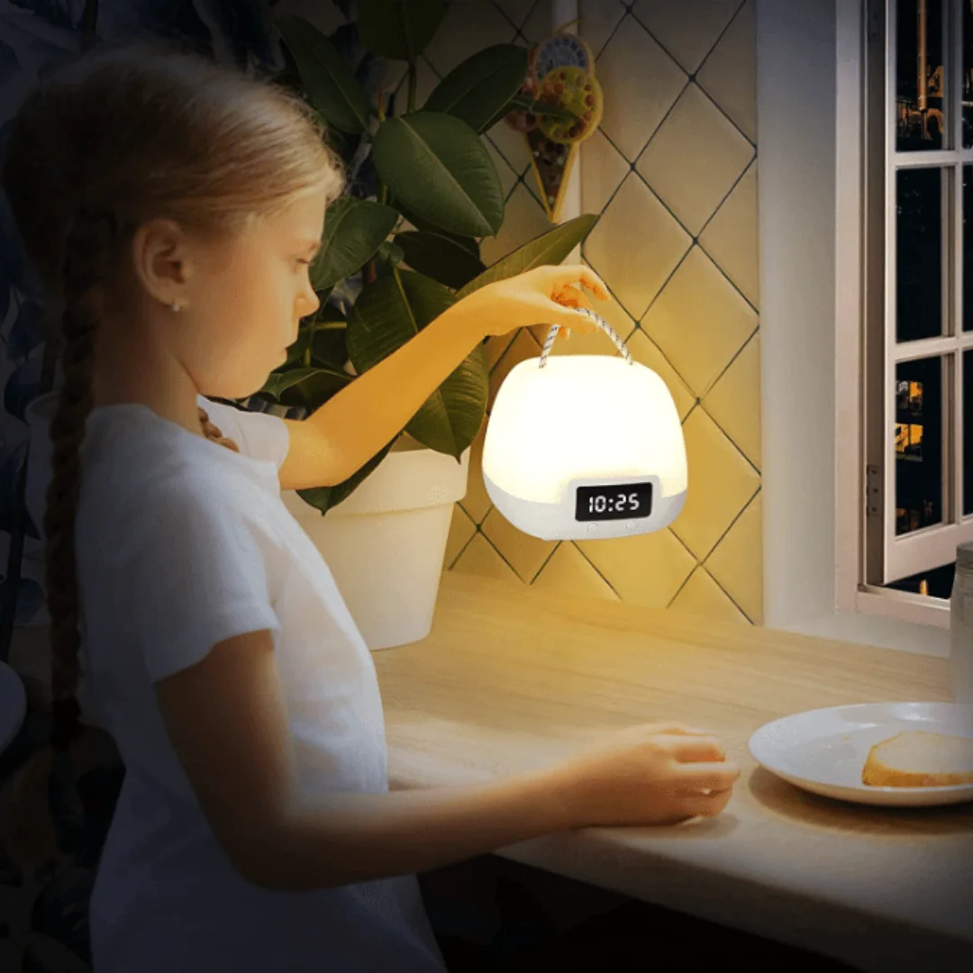 Rechargeable Night Light with Remote Control, Nursery Night Light, 3 Color Change, LED Clock Display, Kids and Adults