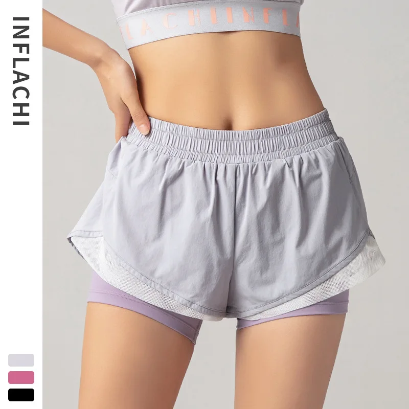 Sports Shorts Women Summer Hot Short Fitness Training Running Short Quick Dry Breathable Anti-glare Loose Workout Clothes