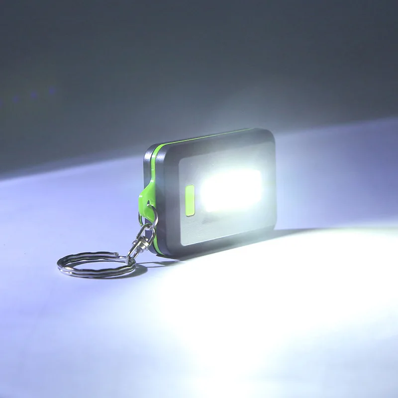 3 Modes Mini COB LED Keychain Flashlight Key Chain Portable Lantern Keyring Flash Light Lamp Torch Pocket  Light Use 3*AAA