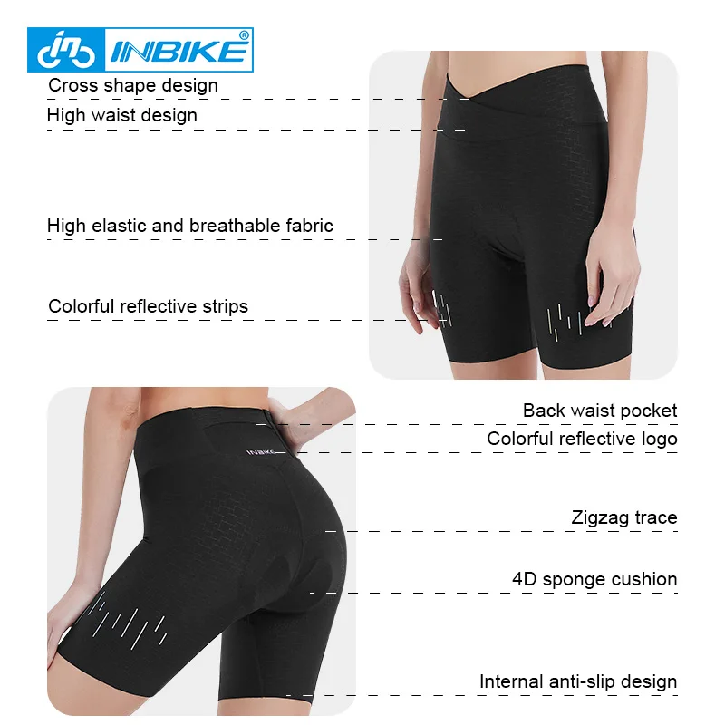 INBIKE Women Cycling Shorts Gel Padded Shockproof MTB Ride Pants Mountain Bike Shorts Breathable Racing Bicycle Underwear SW005