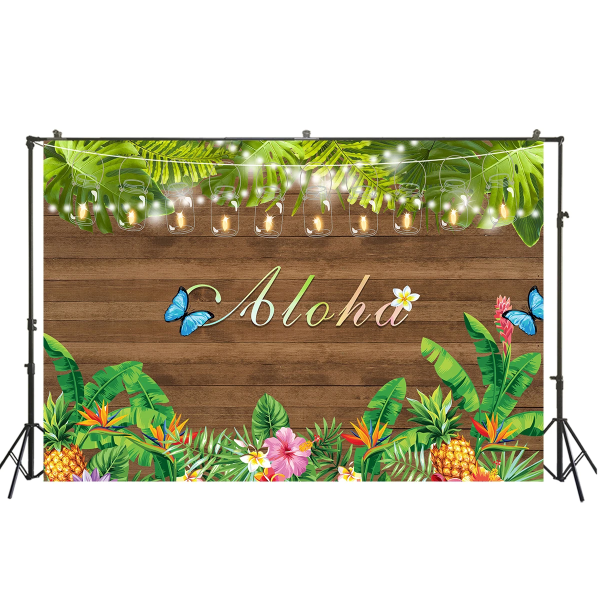 

Luau Photography Backdrop Aloha Party Tropical Brown Wood Background Decor Photocall Backdrop Photo Studio Banner W-2121