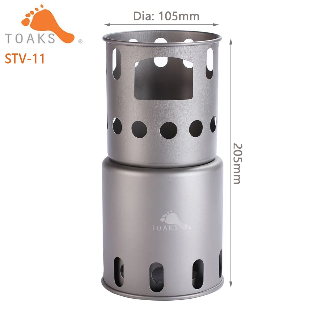 TOAKS Titanium Wood Gas Stove Burning For Outdoor Camping Hiking Backpacking Stove Wood Burning Stove 225g 7.9oz STV-11