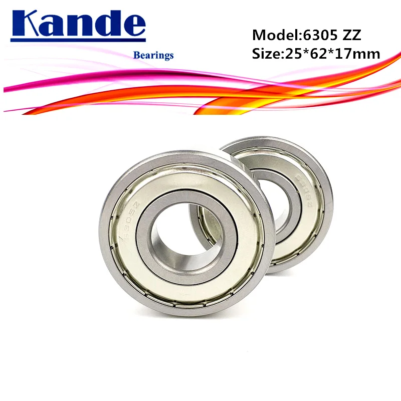 

Kande 6305ZZ 2PCS ABEC-5 6305 2Z Single Row Deep Groove Ball Bearing 25x62x17 mm 6305Z Bearing