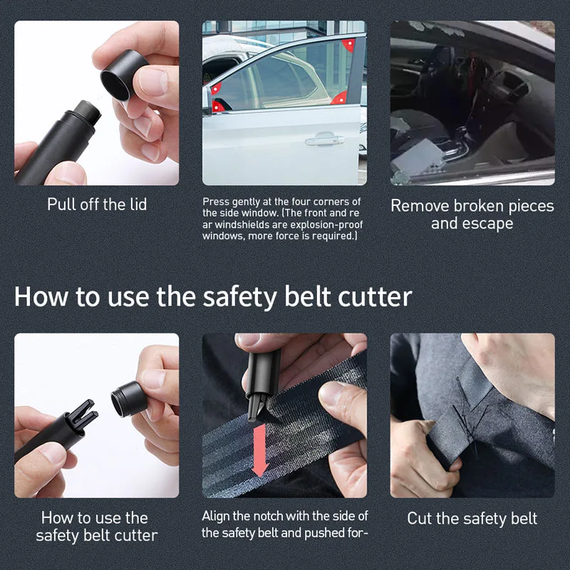 Baseus Car Safety Hammer Mini Safety Hammer Emergency Glass Breaker Window Seat Belt Cutter Life-Saving Escape Hammer Blade Tool