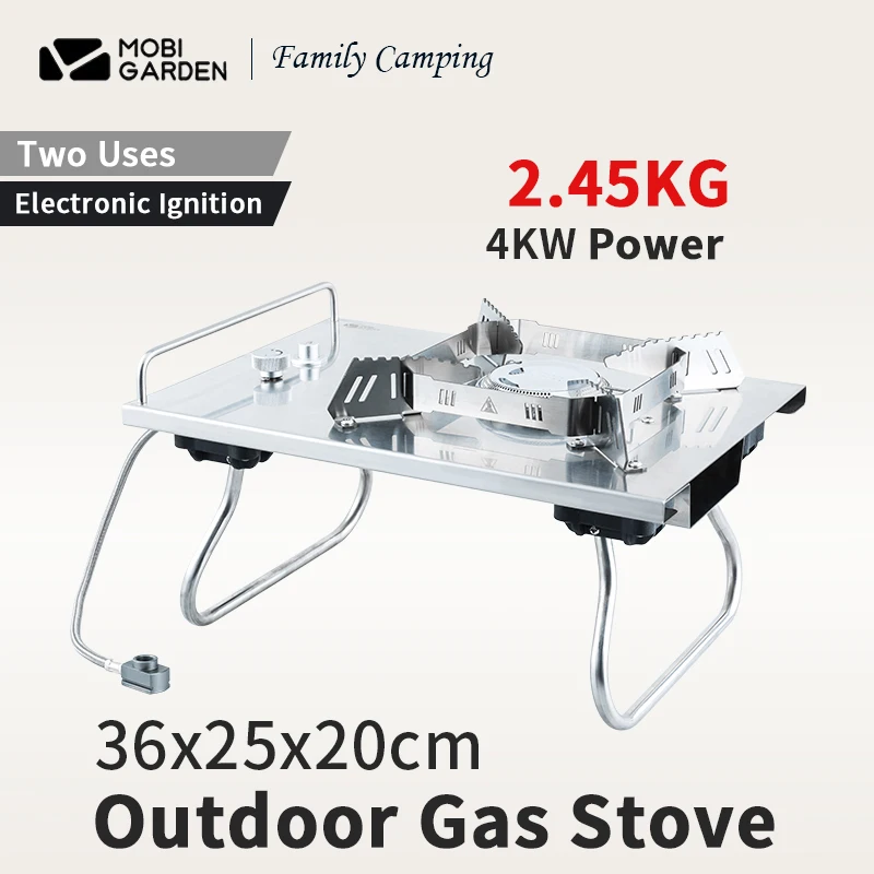 MOBI GARDEN Camping Desktop Folding Gas Stove Portable 4KW High Power 201 Stainless Steel Single Head Gas Stove Outdoor Picnic