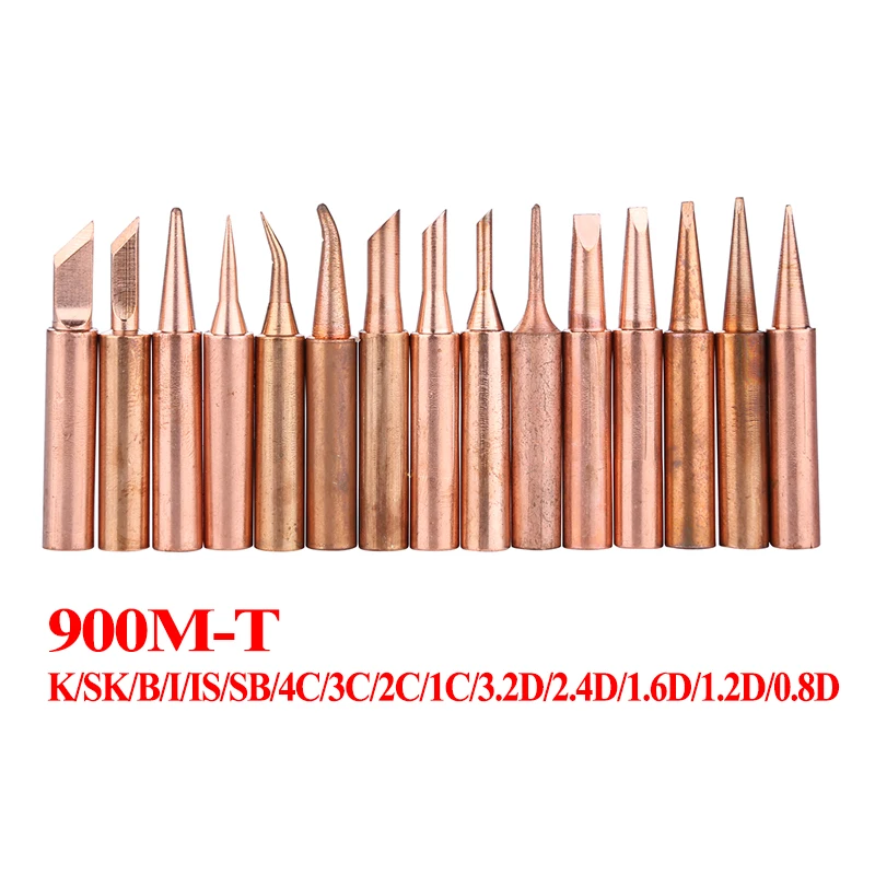 Pure Copper 900M-T Series Soldering Iron Tips 900M-T-K 900M-T-I Welding Sting Solder Iron Tip for 936 Soldering Rework Station