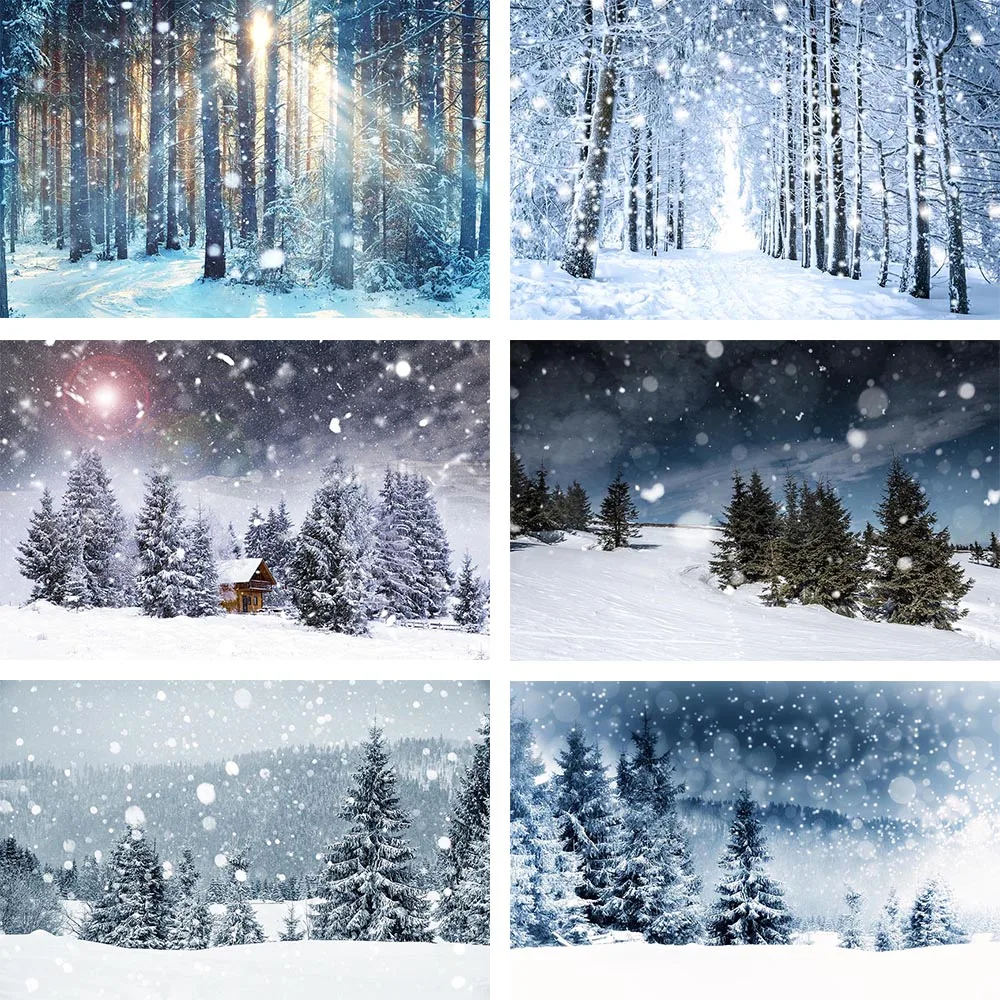 

Avezano Background Photography Snow Winter Christmas Wonderland Bokeh Forest Bright Lights Photo Studio Backdrop Decoration