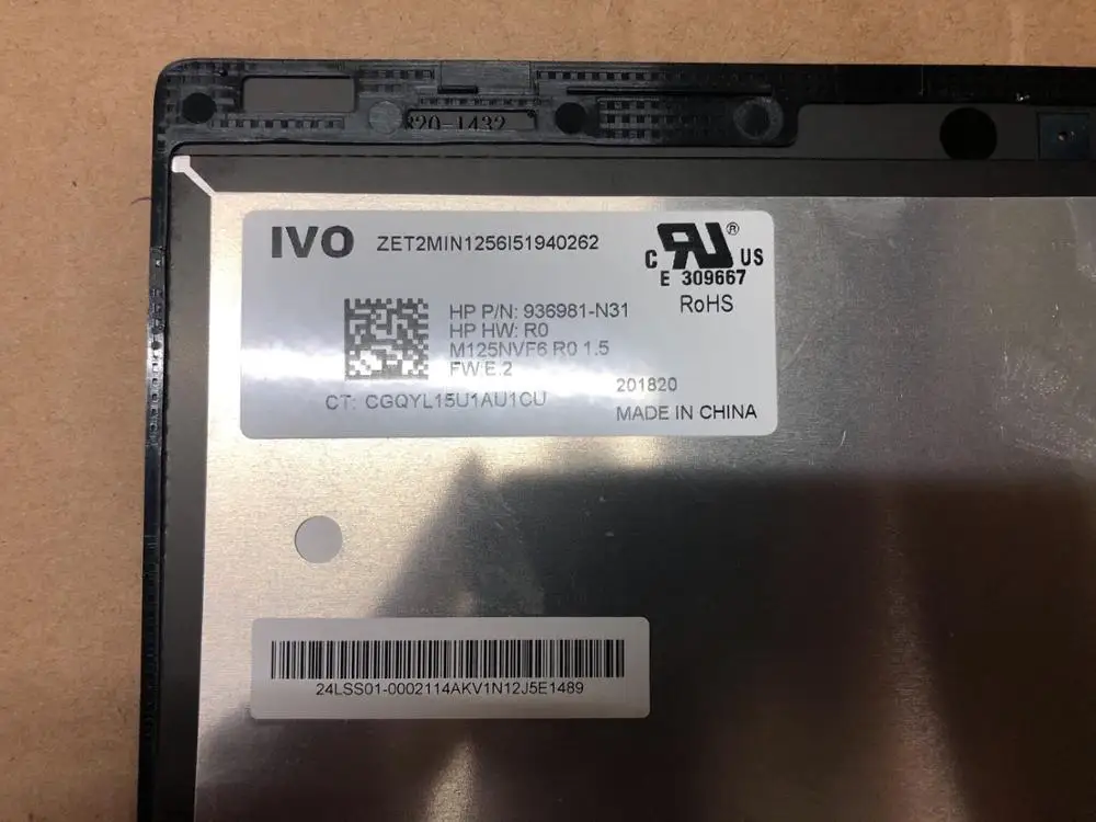 Imagem -03 - Tela Lcd de Substituição para hp Elitebook X360 1020 g2 12.5 Tamanhos Fhd 1920x1080 Mnv125f6 r0