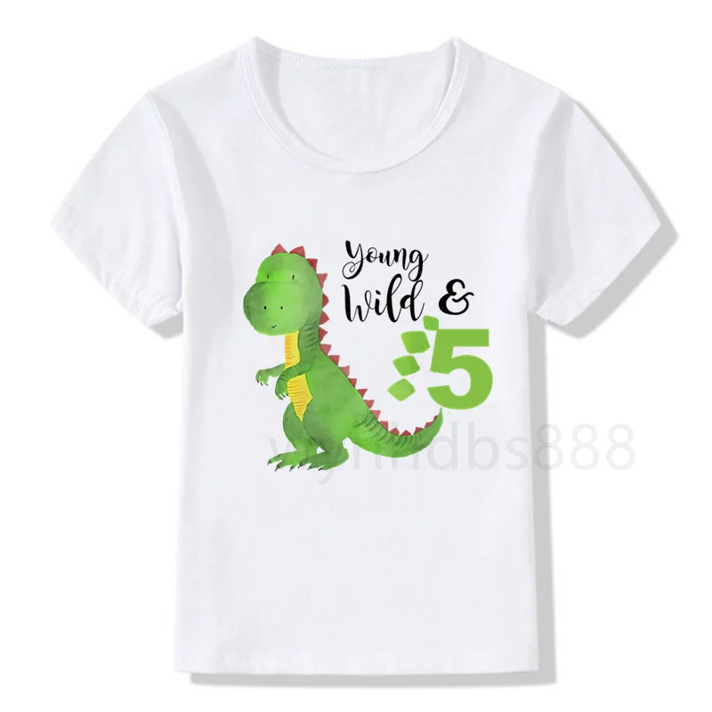 

Dinosaur Birthday Shirt Birthday T-Shirt Birthday Children Top Tee Party Shirt Dinosaur Gift Fashion Baby Boy Clothes