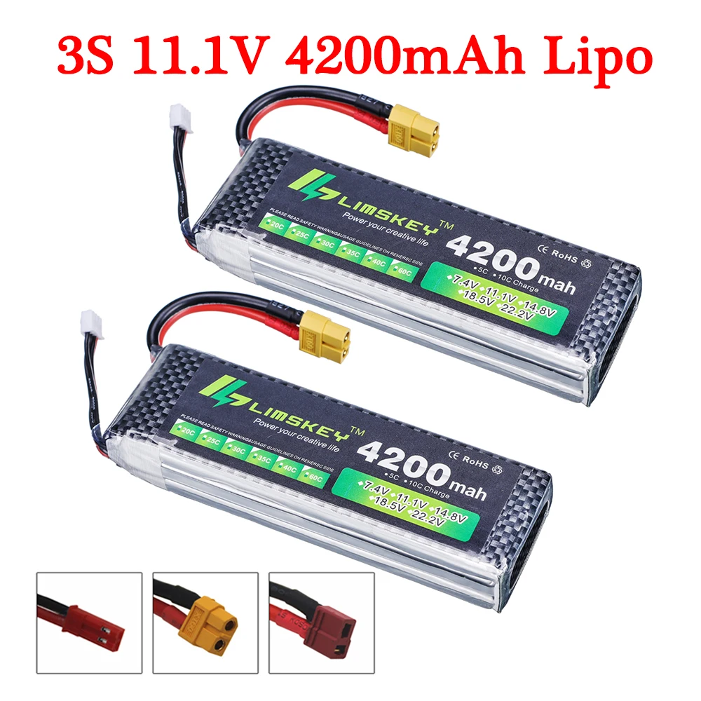 11.1V 3S Rechargeable Battery For RC Toys 11.1V 4200mAh Li-Polymer Battery For RC Helicopters Car Boats Trucks RC Drone Battery