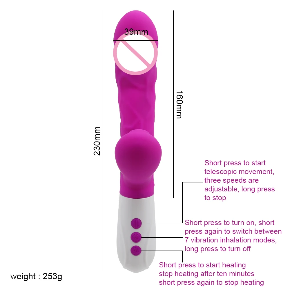 4 IN 1 Thrusting Sucking Rabbit Vibrator Sex Toy for Women Heating Telescopic 360° Rotating Dildo G Spot Massager Anal Vibrator