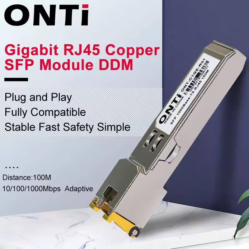 Módulo SFP ONTi Gigabit RJ45, Módulo Transceptor SFP de Cobre RJ45 de 1000 Mbps, Compatible con Switch Ethernet Cisco/Mikrotik