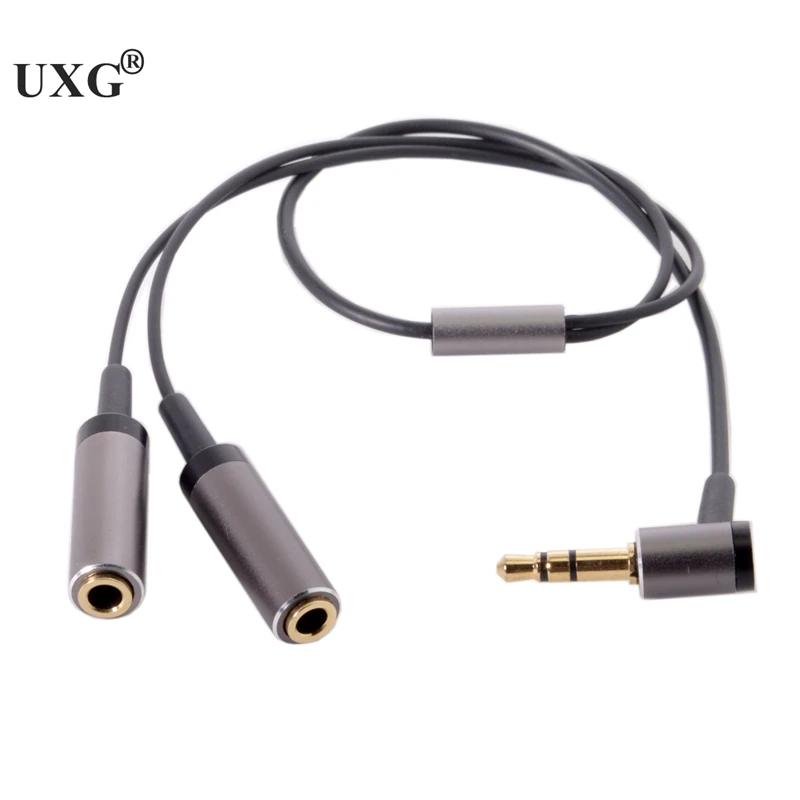 90 Degree 3.5mm Microphone Aux Cable 1 Male 2 Famle Cable Combo Extension Mobile Audio Adapter Splitter For Laptop Aux Headphone