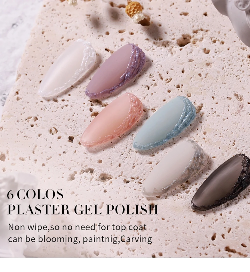 Vendeeni 6 Farben Gips-Gel-Nagellack, Malerei von Linien, Skulptur-Creme-Gel, UV-Nagelkunst, Schnitzgips-Gel, Nagellack 10g – Detail 1