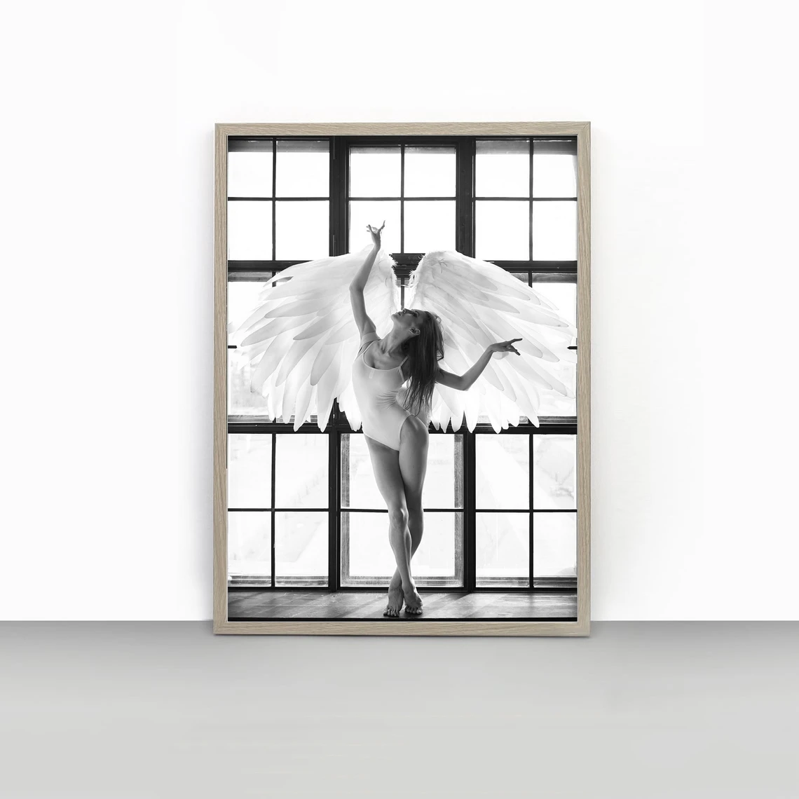 Angel wings Ballet Dancer Print Sexy Ballerina Women Feminist Poster, Retro Vintage Modern, Home Décor Wall Art Photography