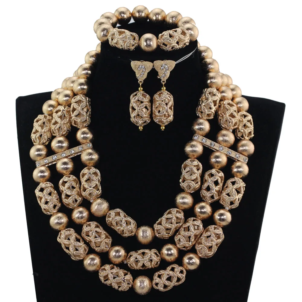Luxury Indian Bridal Beads Jewelry  Amazing Nigerian Wedding Trendy African Beads Jewelry Set Collections ABG039