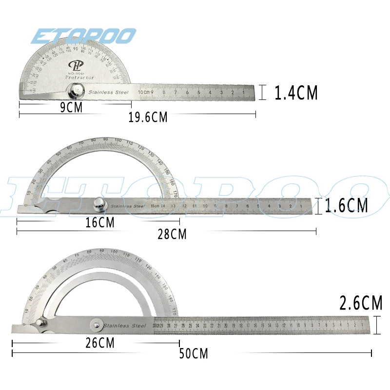 150mm 300mm Stainless Steel 180 degree Protractor Angle Finder Rotary Measuring Ruler Machinist Tool Craftsman Ruler goniometer