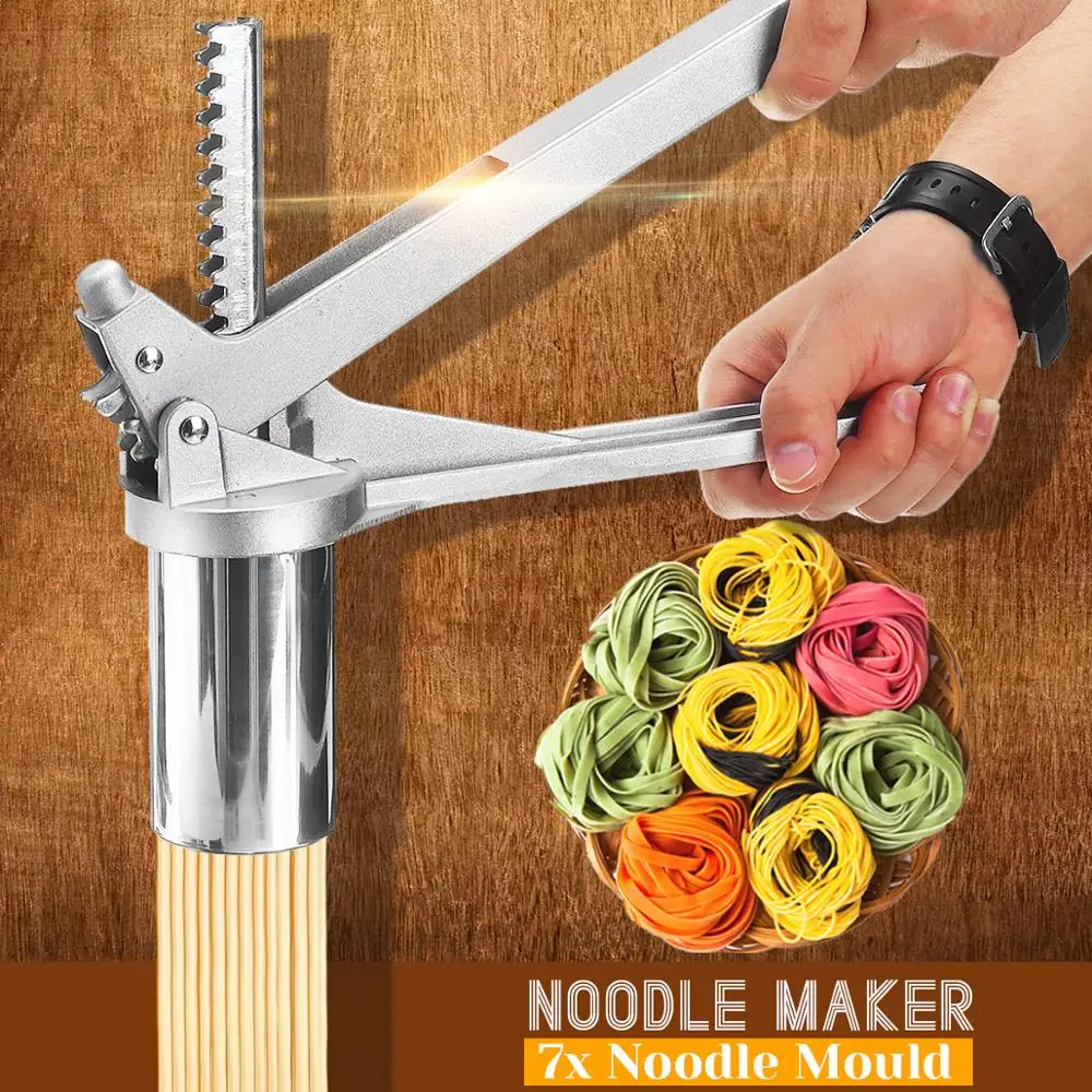 7 Mold Stainless Steel Fresh Pasta Manual Noodle Maker Press Kitchen Machine