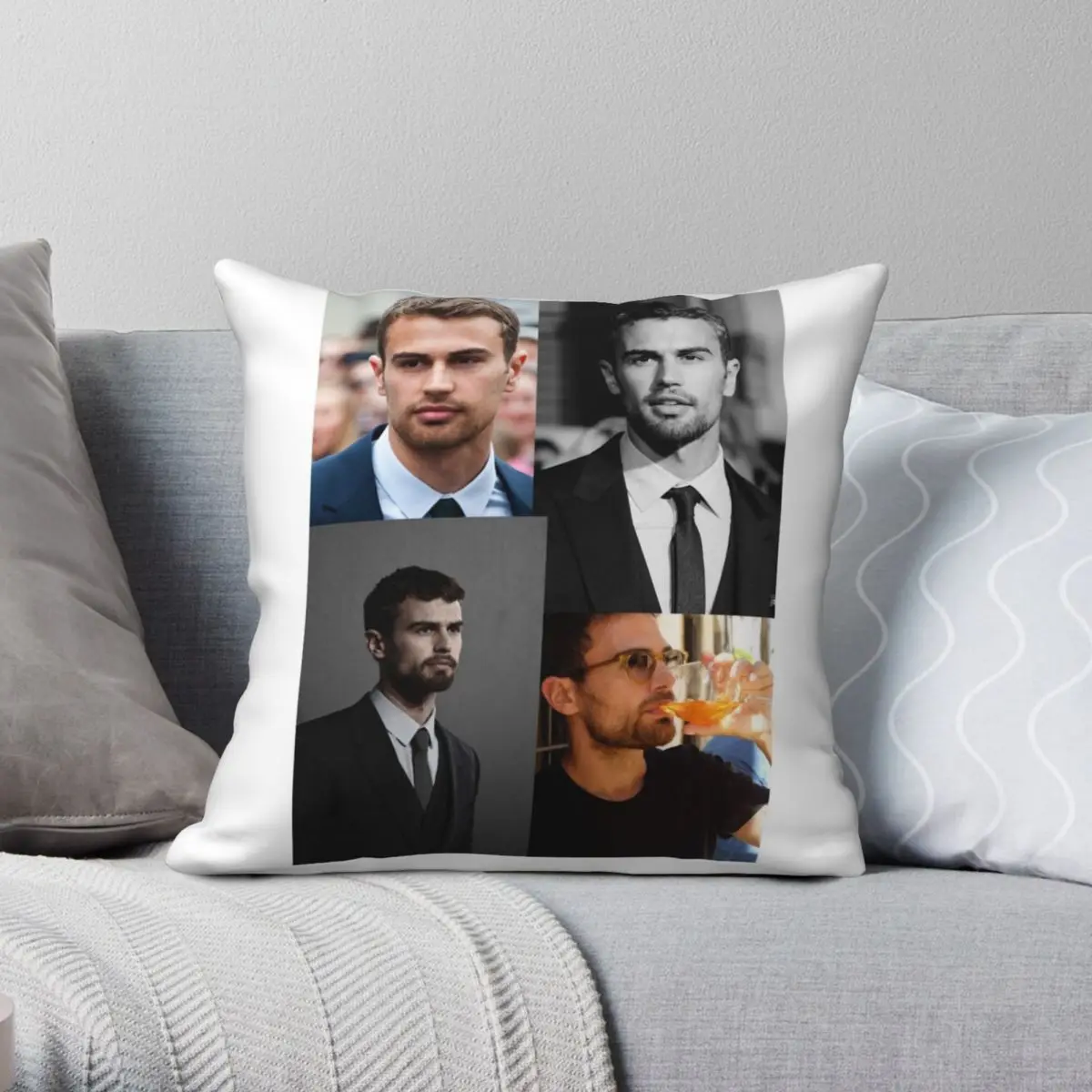 Theo James Square Pillowcase Polyester Linen Velvet Printed Zip Decor Throw Pillow Case Car Cushion Cover