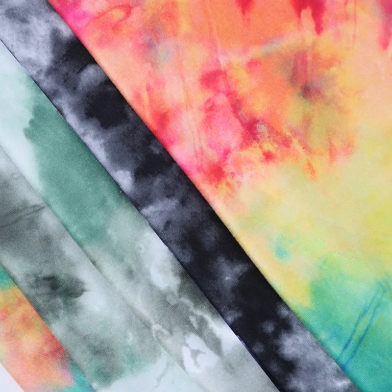 92% polyester 8% spandex Milk Silk Tie-dye Printed Stretch Single Jersey Garment Cloth Swiming Dress Fabric by meter 150cm width