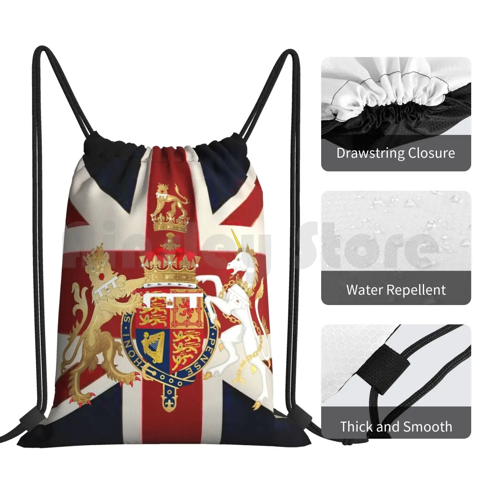 Union Jack mit Windsor Insignia Rucksack Kordel zug Taschen Sporttasche wasserdichte Union Jack mit Windsor Insignia