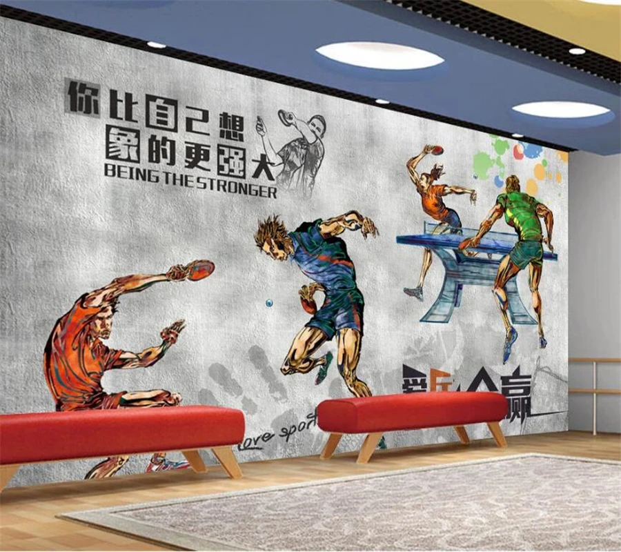 wellyu Custom wallpaper 3d mural обои ping pong hall gym table tennis room TV background wall living room bedroom 3D wallpaper