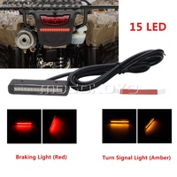 DC 12V Motorcycle 15 LED License Plate Lights Slim Tail Brake Light Red Amber Blinker Turn Signal Lamp For ATV Dirt Bike Scooter