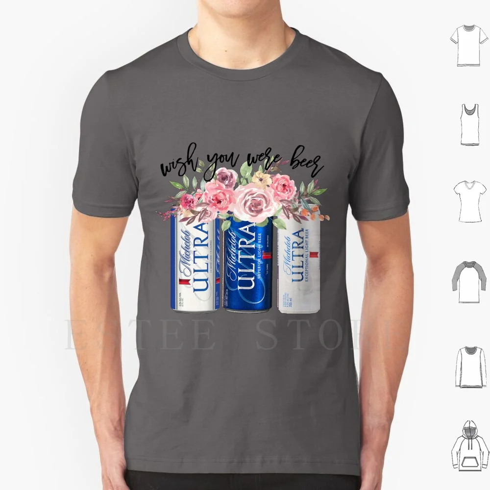 Wish You Were Beer gráfico Ultra camisas Michelob flor beber camiseta algodón hombres DIY estampado Ultra Michelob Ultra Michelob